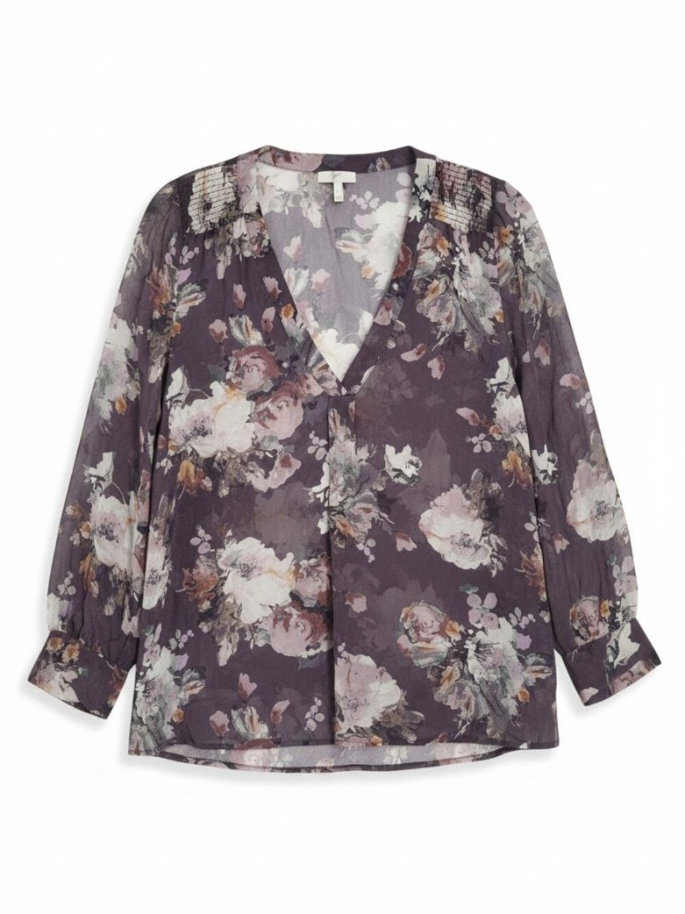 Joie Women’s Silk Black Floral V-Neck Long Sleeve Blouse